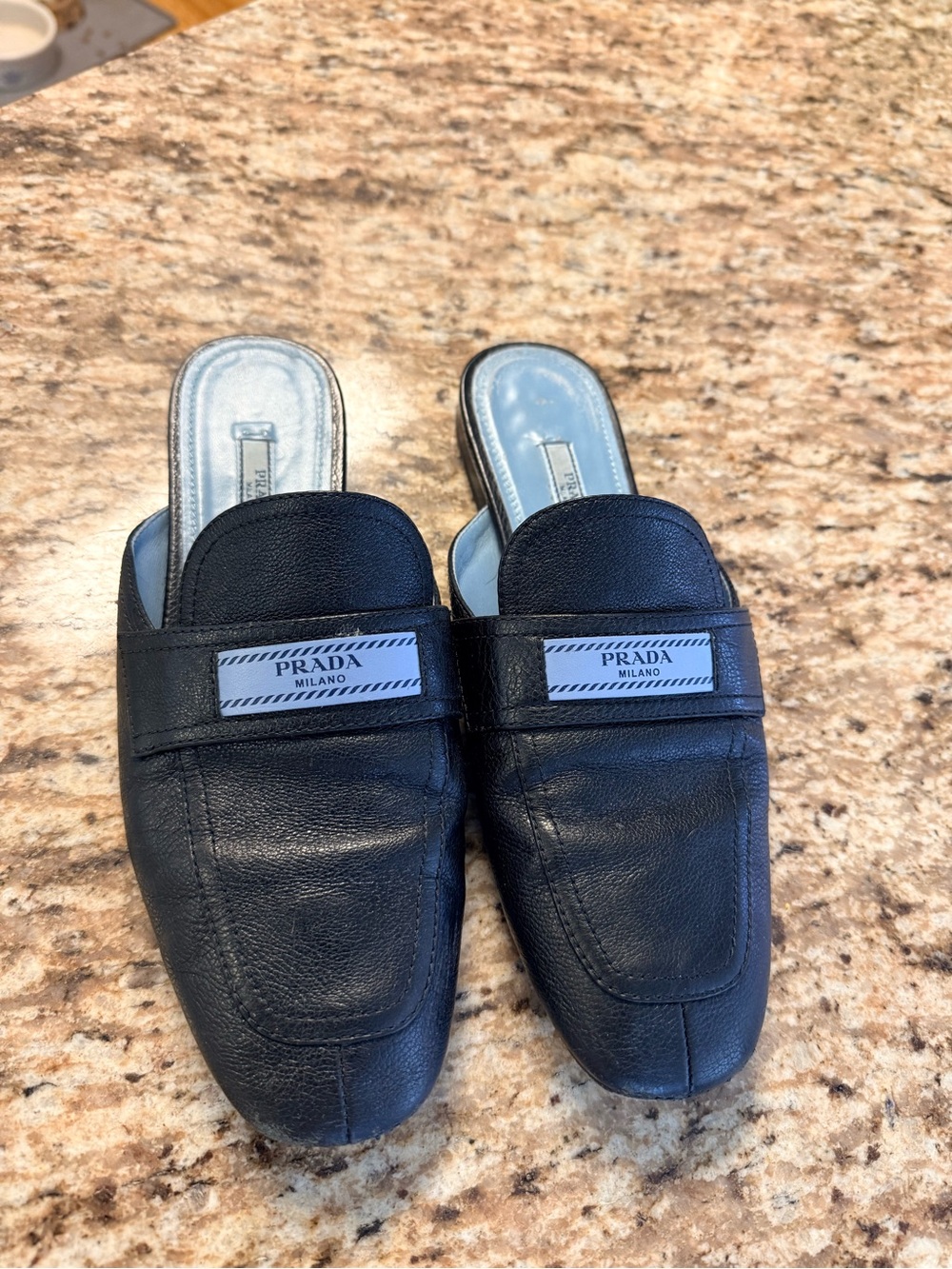 Prada Black Leather Slip-On Loafers